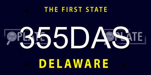 355DAS Delaware License Plate