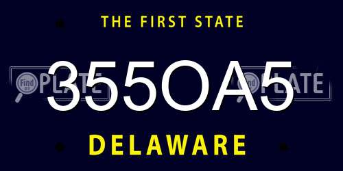 355OA5 Delaware License Plate