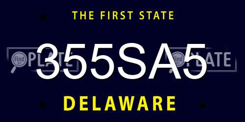 355SA5 Delaware License Plate