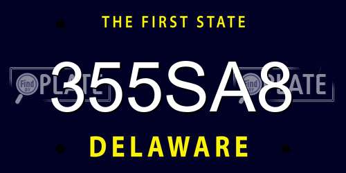 355SA8 Delaware License Plate