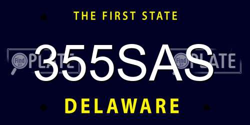 355SAS Delaware License Plate
