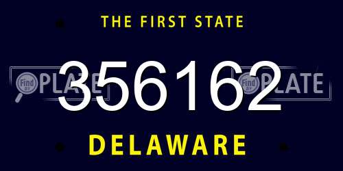 356162 Delaware License Plate