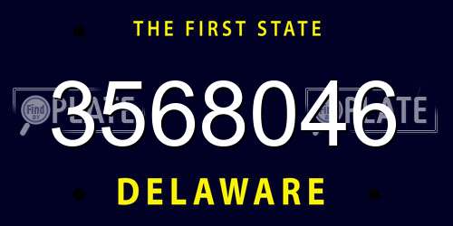 3568046 Delaware License Plate