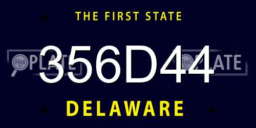 356D44 Delaware License Plate