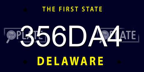 356DA4 Delaware License Plate