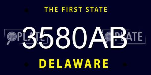 3580AB Delaware License Plate