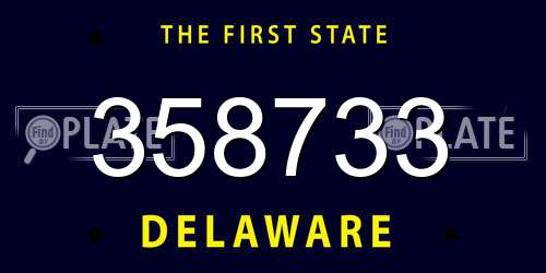 358733 Delaware License Plate