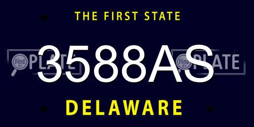 3588AS Delaware License Plate