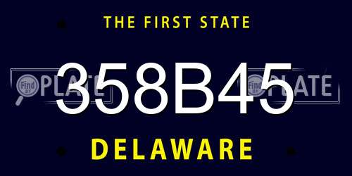 358B45 Delaware License Plate
