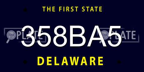 358BA5 Delaware License Plate