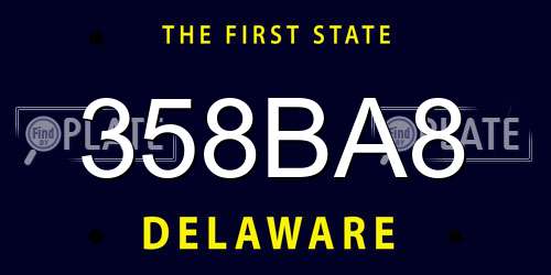 358BA8 Delaware License Plate