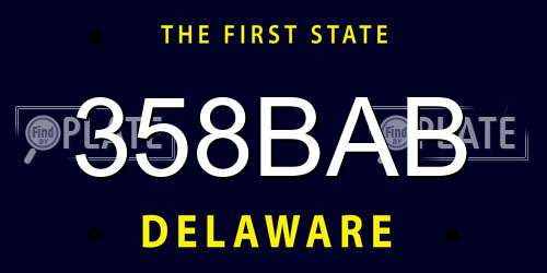 358BAB Delaware License Plate