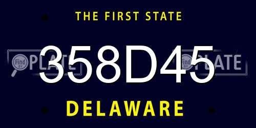 358D45 Delaware License Plate