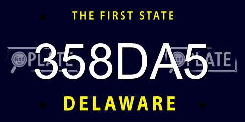 358DA5 Delaware License Plate