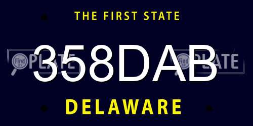 358DAB Delaware License Plate