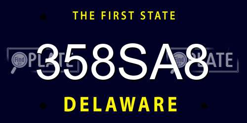 358SA8 Delaware License Plate