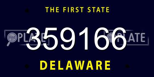 359166 Delaware License Plate