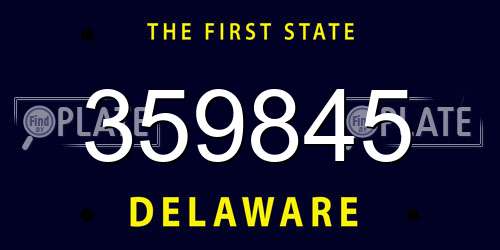 359845 Delaware License Plate