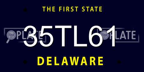 35TL61 Delaware License Plate