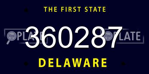 360287 Delaware License Plate