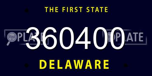 360400 Delaware License Plate