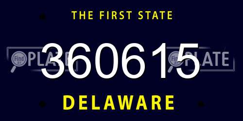360615 Delaware License Plate