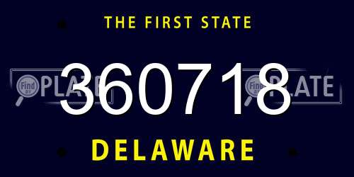 360718 Delaware License Plate