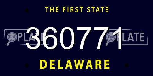 360771 Delaware License Plate