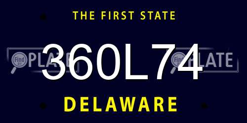 360L74 Delaware License Plate