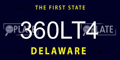 360LT4 Delaware License Plate