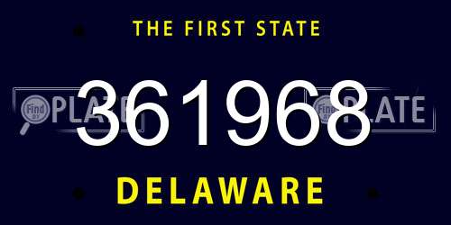 361968 Delaware License Plate