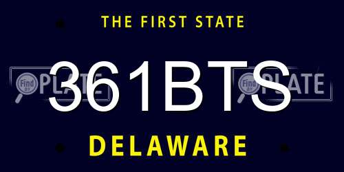 361BTS Delaware License Plate