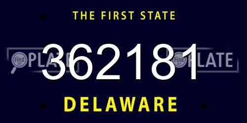 362181 Delaware License Plate
