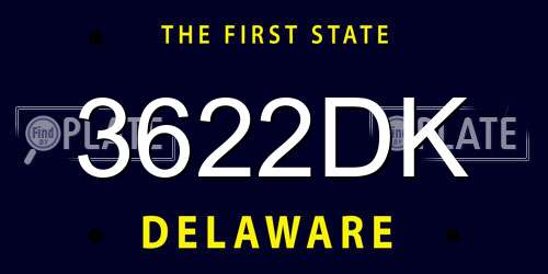 3622DK Delaware License Plate