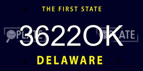 3622OK Delaware License Plate