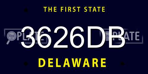 3626DB Delaware License Plate
