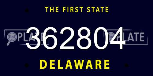 362804 Delaware License Plate