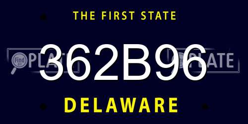 362B96 Delaware License Plate