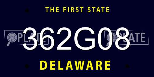 362G08 Delaware License Plate