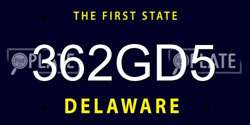 362GD5 Delaware License Plate