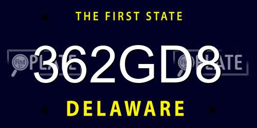 362GD8 Delaware License Plate