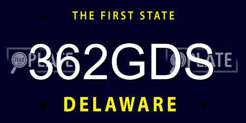 362GDS Delaware License Plate