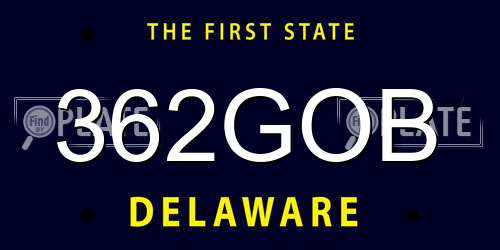 362GOB Delaware License Plate