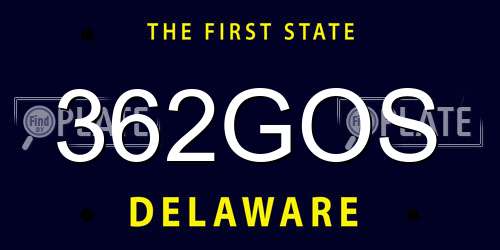 362GOS Delaware License Plate