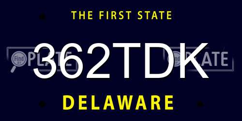 362TDK Delaware License Plate