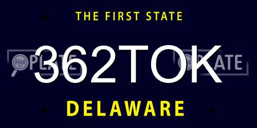 362TOK Delaware License Plate