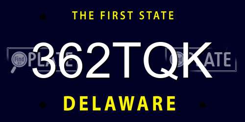 362TQK Delaware License Plate