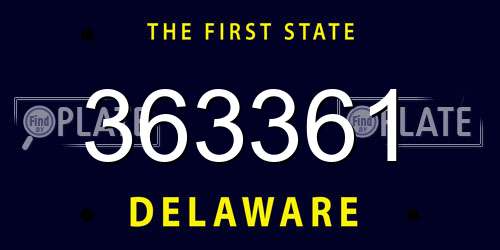363361 Delaware License Plate