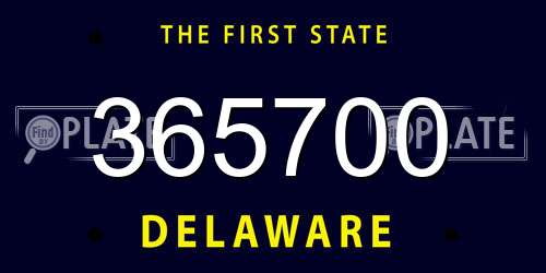 365700 Delaware License Plate