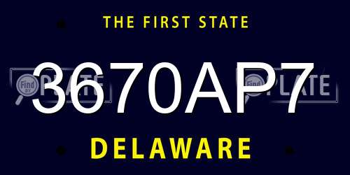 3670AP7 Delaware License Plate